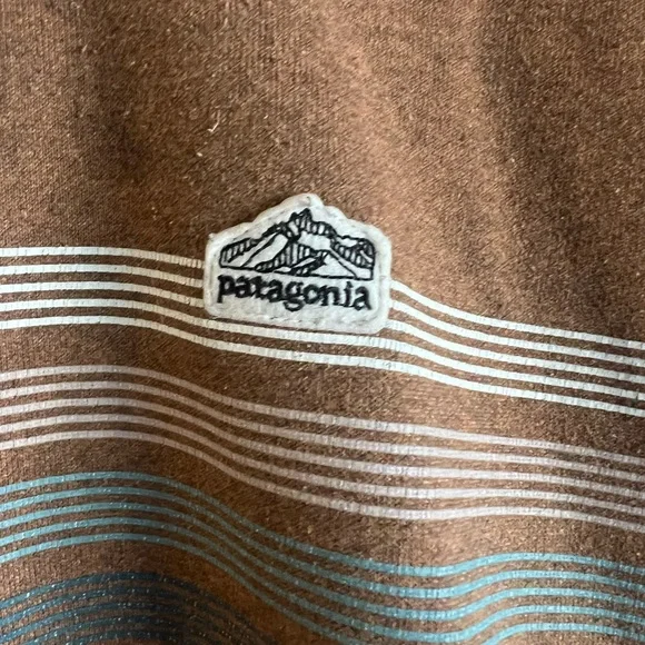 Patagonia Brown Striped Pullover Hoodie with Hood - Picture 2 of 6